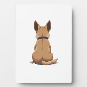 Illustratie van een hond van achteren met grote or fotoplaat