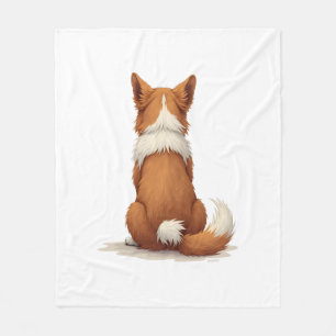 Illustratie van een hond van achteren op witte ach fleece deken