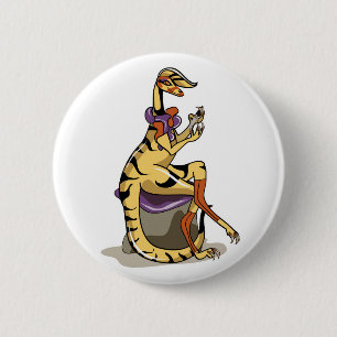 Illustratie van een Iguanodon die haar nagels poli Ronde Button 5,7 Cm