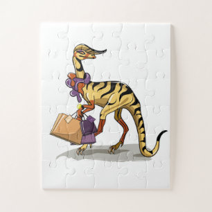 Illustratie van een Iguanodon met boodschappentass Legpuzzel