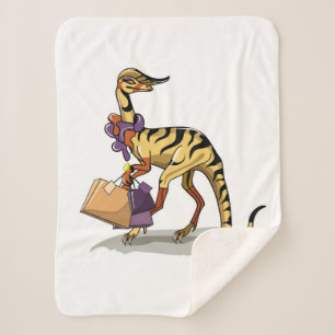 Illustratie van een Iguanodon met boodschappentass Sherpa Deken