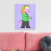 Illustratie van een journalist van Allosaurus News Canvas Afdruk (Insitu (Woonkamer))