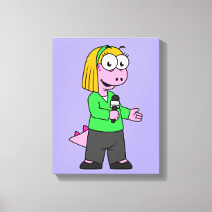 Illustratie van een journalist van Allosaurus News Canvas Afdruk
