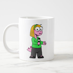 Illustratie van een journalist van Allosaurus News Extra Grote Beker