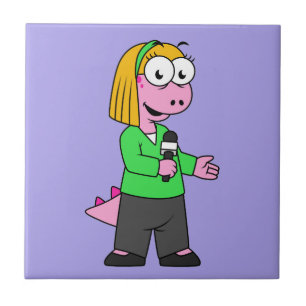 Illustratie van een journalist van Allosaurus News Tegeltje