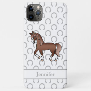 Illustratie van een kastanjebruin draver paard in iPhone 11 pro max hoesje