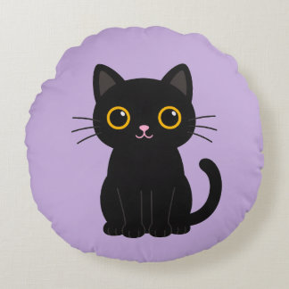 Illustratie van een knappe zwarte kat op kussen en