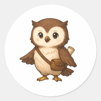 Illustratie van een knuffel uil – Okojo en vriende Ronde Sticker