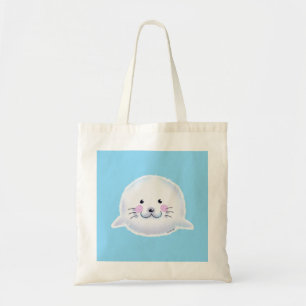 Illustratie van een knuffelachtige babyzeehond tote bag