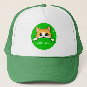 Illustratie van een knuffelkat trucker pet