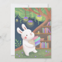 Illustratie van een knuffelkonijn met boeken