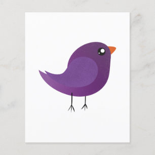 Illustratie van een leuk paars vogeltje flyer