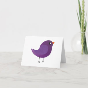 Illustratie van een leuk paars vogeltje kaart