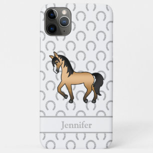 Illustratie van een leuke cartoon buckskin dravend iPhone 11 pro max hoesje
