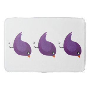 Illustratie van een lief paars vogeltje badmat