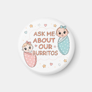 Illustratie van een lief tweeling babeburrito-aank magneet