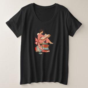 Illustratie van een liefhebber van oude boeken die grote maat t-shirt