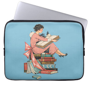 Illustratie van een liefhebber van vintageboeken d laptop sleeve