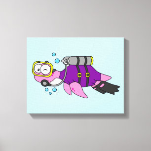 Illustratie van een Loch Ness monster duiker. Canvas Afdruk