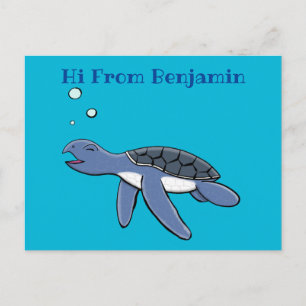 Illustratie van een malse baby zeeschildpad in car briefkaart