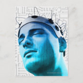 Illustratie van een man met een pet elektroden briefkaart (Voorkant)