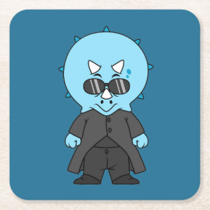 Illustratie van een matrix triceratops. vierkante kartonnen onderzetter