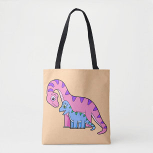 Illustratie van een moeder en kind Brachiosaurus. Draagtas