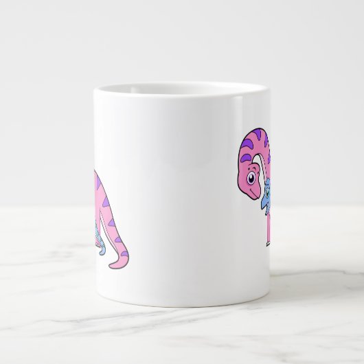 Illustratie van een moeder en kind Brachiosaurus. Extra Grote Beker (Voorkant)