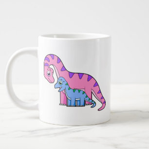 Illustratie van een moeder en kind Brachiosaurus. Extra Grote Beker