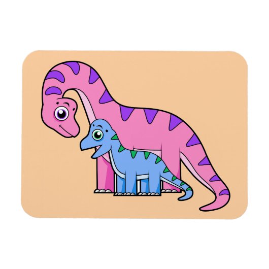 Illustratie van een moeder en kind Brachiosaurus. Magneet (Horizontaal)