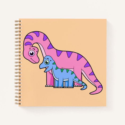 Illustratie van een moeder en kind Brachiosaurus. Notitieboek (Voorkant)