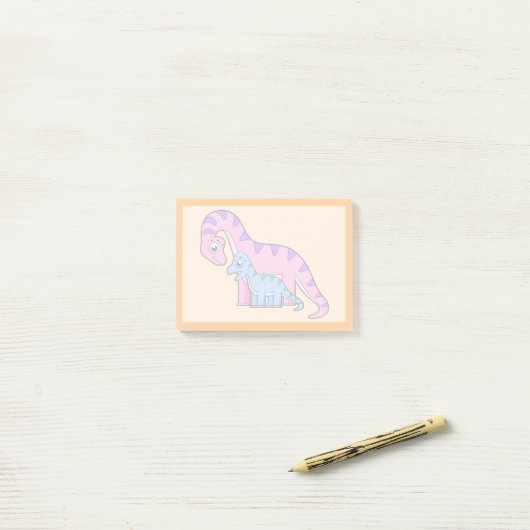Illustratie van een moeder en kind Brachiosaurus. Post-it® Notes (Op bureau)