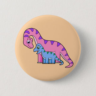 Illustratie van een moeder en kind Brachiosaurus. Ronde Button 5,7 Cm