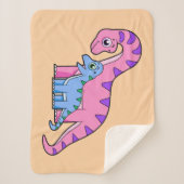 Illustratie van een moeder en kind Brachiosaurus. Sherpa Deken (Voorkant)