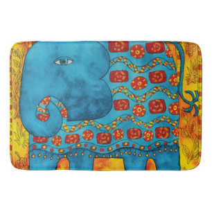 Illustratie van een olifant met patronen in waterv badmat