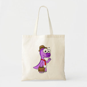 Illustratie van een Pachycephalosaurus zakenman. Tote Bag