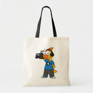 Illustratie van een parasaurolophus camera operato tote bag
