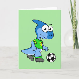 Illustratie van een parasaurolophus die voetbal sp kaart