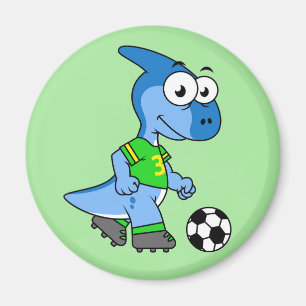 Illustratie van een parasaurolophus die voetbal sp magneet