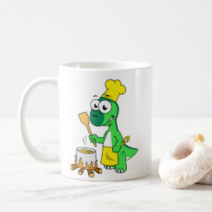 Illustratie van een parasaurolophus dinosaurus kok koffiemok