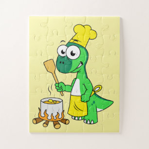 Illustratie van een parasaurolophus dinosaurus kok legpuzzel