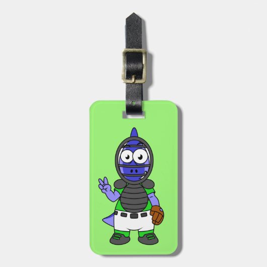 Illustratie van een parasaurolophus honkbalvanger bagagelabel (Voorkant verticaal)