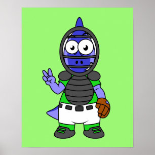 Illustratie van een parasaurolophus honkbalvanger poster