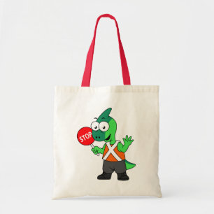 Illustratie van een parasaurolophus verkeersregela tote bag
