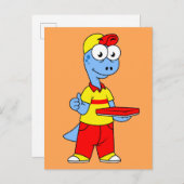 Illustratie van een persoon die brontosaurus heeft briefkaart (Voorkant / Achterkant)