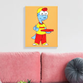 Illustratie van een persoon die brontosaurus heeft canvas afdruk (Insitu (Woonkamer))