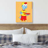 Illustratie van een persoon die brontosaurus heeft canvas afdruk (Insitu (Slaapkamer))