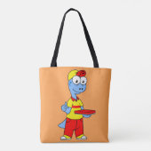 Illustratie van een persoon die brontosaurus heeft draagtas (Achterkant)