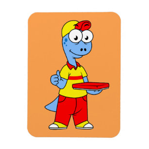 Illustratie van een persoon die brontosaurus heeft magneet