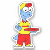 Illustratie van een persoon die brontosaurus heeft sticker (Voorkant)